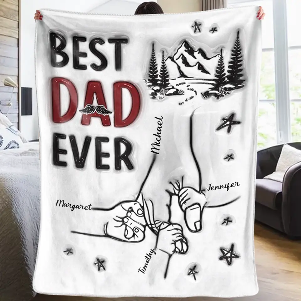 Best Papa Ever - Family Personalized Custom 3D Inflated Effect Printed Blanket - Father's Day, Gift For Dad, Grandpa - Image 3
