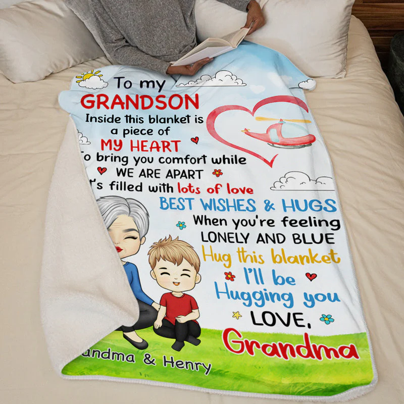Best Wishes & Hugs - Family Personalized Custom Blanket - Birthday Gift From Mom, Grandma - Image 4