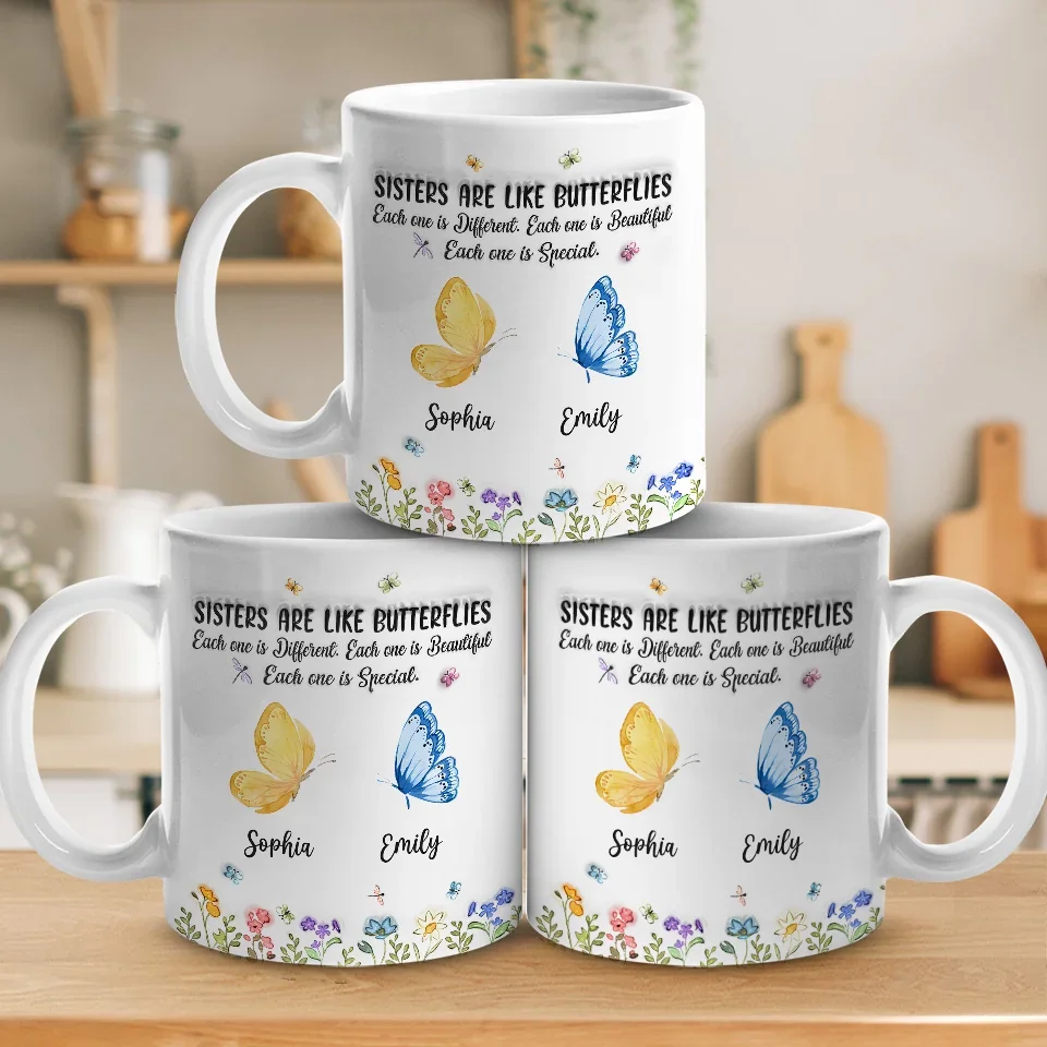 Bestie Are Like Butterflies - Bestie Personalized Custom 3D Inflated Effect Printed Mug - Christmas Gift For Best Friends, BFF, Sisters - Image 5