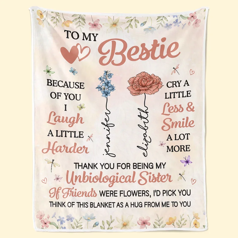 Bestie By My Side - Bestie Personalized Custom Blanket - Gift For Best Friends, BFF, Sisters