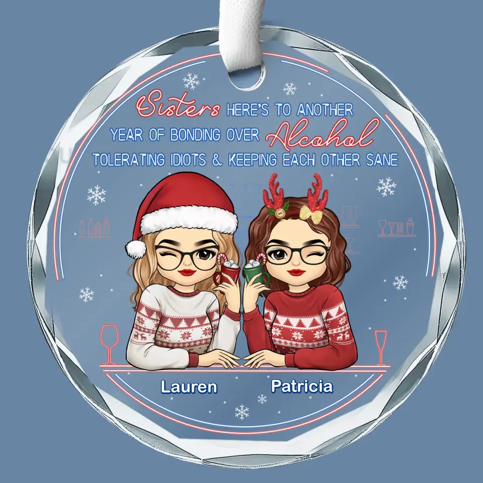 Besties Are The Brightest Blooms - Bestie Personalized Custom Circle Glass Ornament - Christmas Gift For Best Friends, BFF, Sisters - Image 2