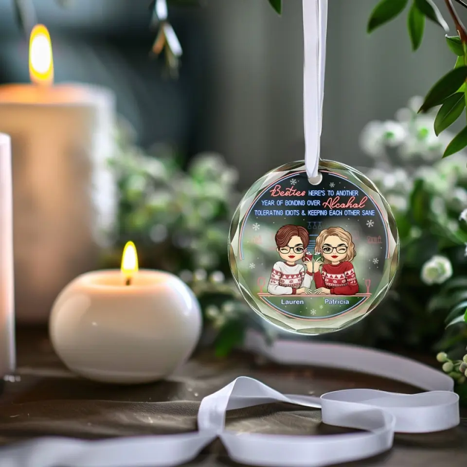 Besties Are The Brightest Blooms - Bestie Personalized Custom Circle Glass Ornament - Christmas Gift For Best Friends, BFF, Sisters - Image 3