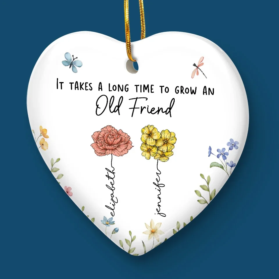 Besties Bloom Together Like Wildflowers - Bestie Personalized Custom Ornament - Ceramic Heart Shaped - Christmas Gift For Best Friends, BFF, Sisters - Image 5