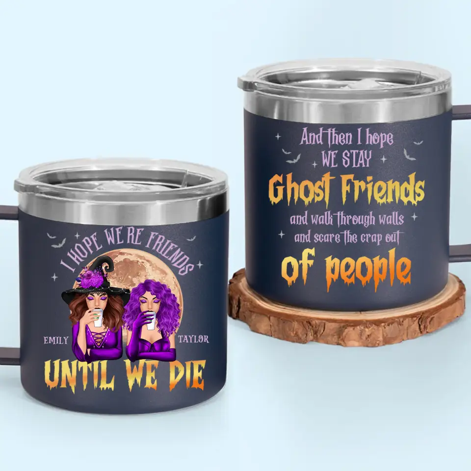 Besties For Life, The Bond Never Fades - Bestie Personalized Custom 14oz Stainless Steel Tumbler With Handle - Halloween Gift For Best Friends, BFF, Sisters - Image 7