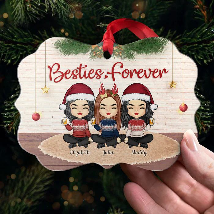 Besties Forever And Always - Personalized Custom Benelux Shaped Wood Christmas Ornament - Gift For Bestie, Best Friend, Sister, Birthday Gift For Bestie And Friend, Christmas Gift - Image 4