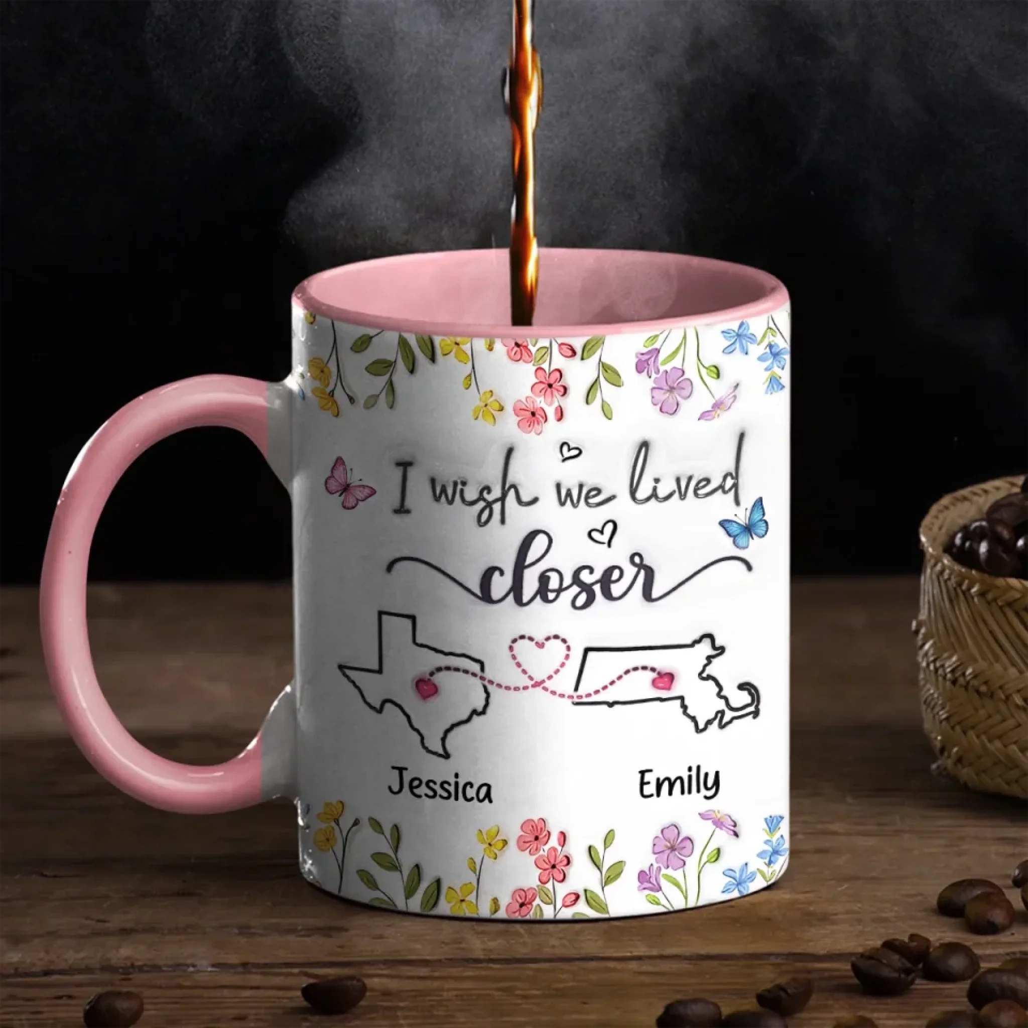 Besties Forever, No Matter The Miles - Bestie Personalized Custom 3D Inflated Effect Printed Accent Mug - Gift For Best Friends, BFF, Sisters - Image 3