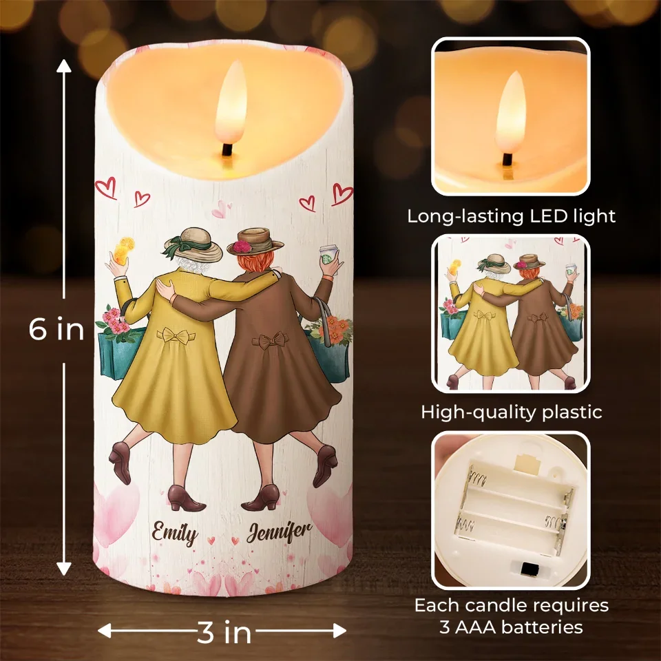 Besties Forever, No Matter What - Bestie Personalized Custom LED Candle - Christmas Gift For Best Friends, BFF, Sisters - Image 4