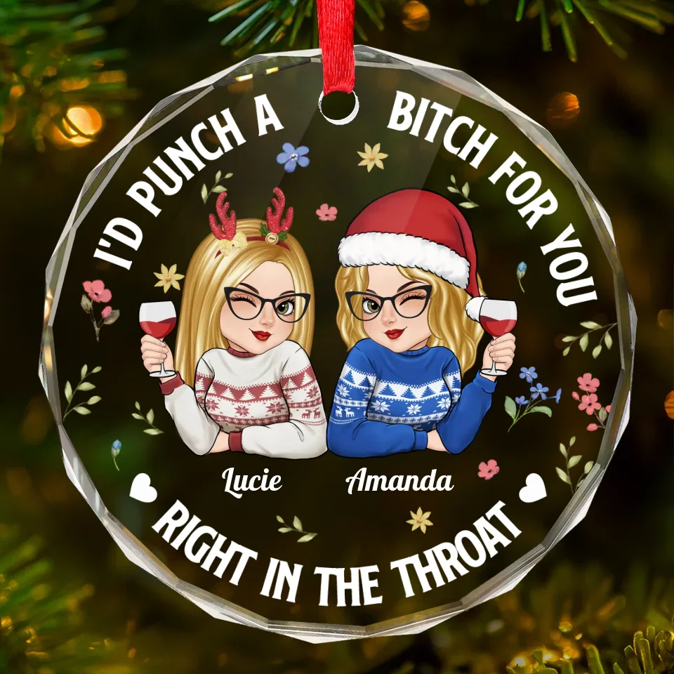 Besties Make Life Sweeter - Bestie Personalized Custom Circle Glass Ornament - Christmas Gift For Best Friends, BFF, Sisters - Image 2