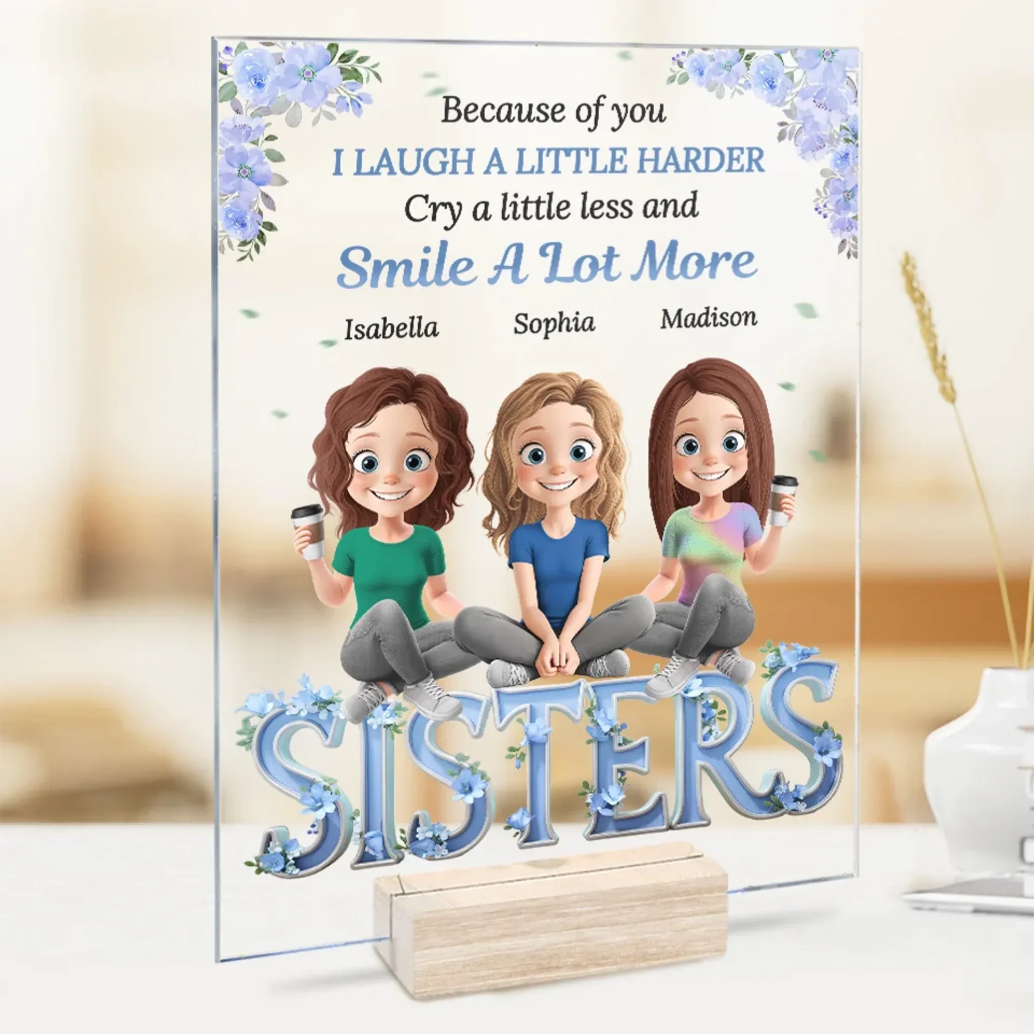 Besties Make The World A Happier Place - Bestie Personalized Custom Rectangle Shaped Acrylic Plaque - Gift For Best Friends, BFF, Sisters - Image 3
