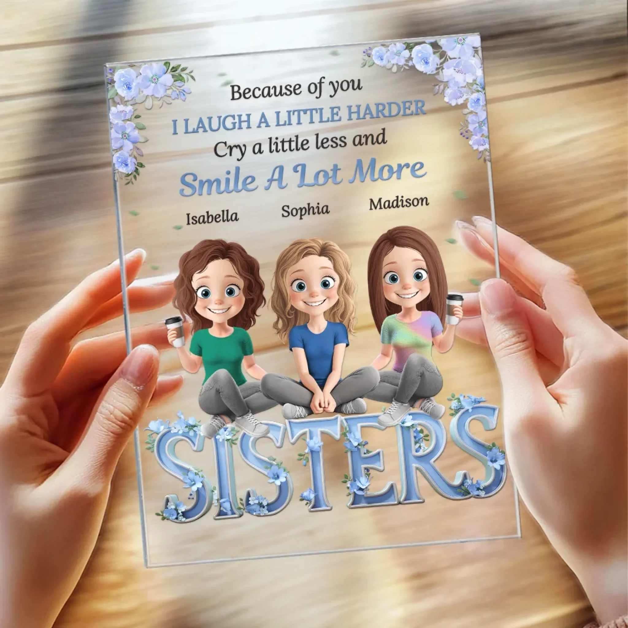 Besties Make The World A Happier Place - Bestie Personalized Custom Rectangle Shaped Acrylic Plaque - Gift For Best Friends, BFF, Sisters - Image 4