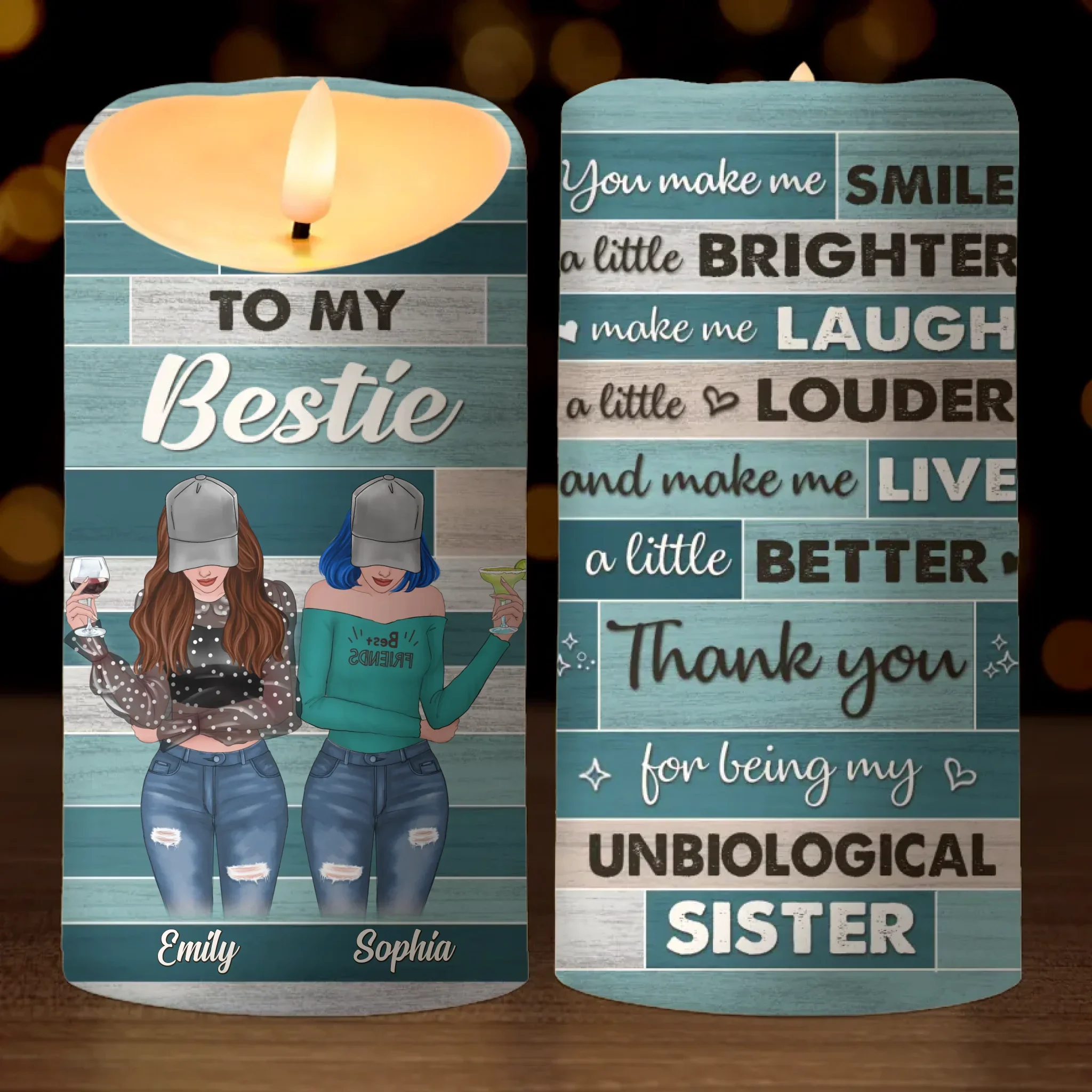 Better Together, Always - Bestie Personalized Custom LED Candle - Christmas Gift For Best Friends, BFF, Sisters - Image 2