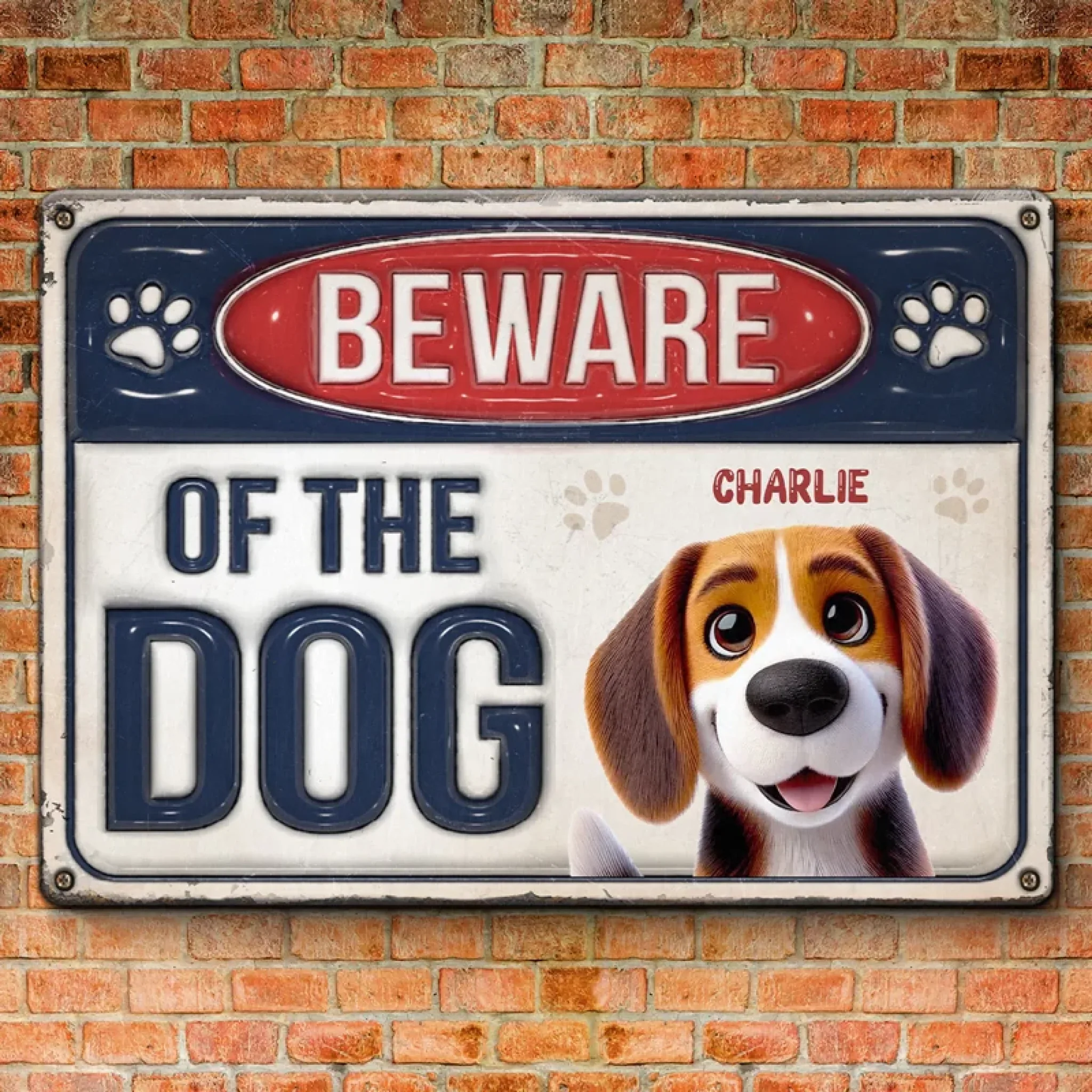 Beware Of The Dog - Dog Personalized Custom 3D Inflated Effect Printed Home Decor Metal Sign - House Warming Gift For Pet Owners, Pet Lovers - Image 3