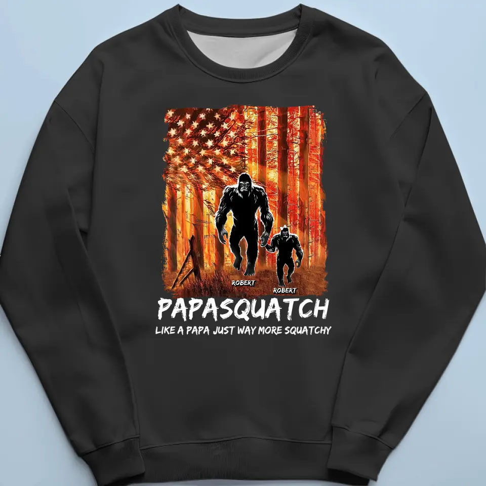 Bigfoot Dad Like A Regular Dad But More Squatchy		 - Family Personalized Custom Unisex T-shirt, Hoodie, Sweatshirt - Gift For Dad, Grandpa - Image 6