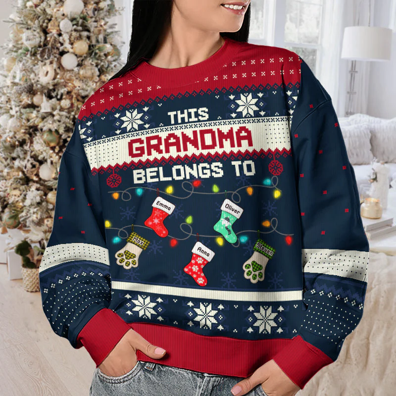 Blessed To Be Called Grandma - Family Personalized Custom Ugly Sweatshirt - Unisex Wool Jumper - Christmas Gift For Grandma - Image 4