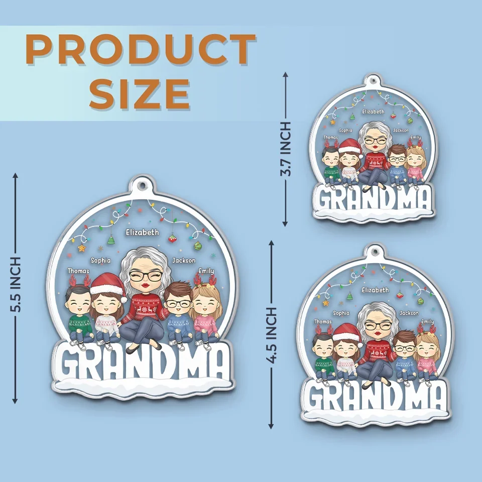 Blessed With The Best Grandkids - Family Personalized Custom Ornament - Acrylic Custom Shaped - Christmas Gift For Grandma, Grandkid - Image 6