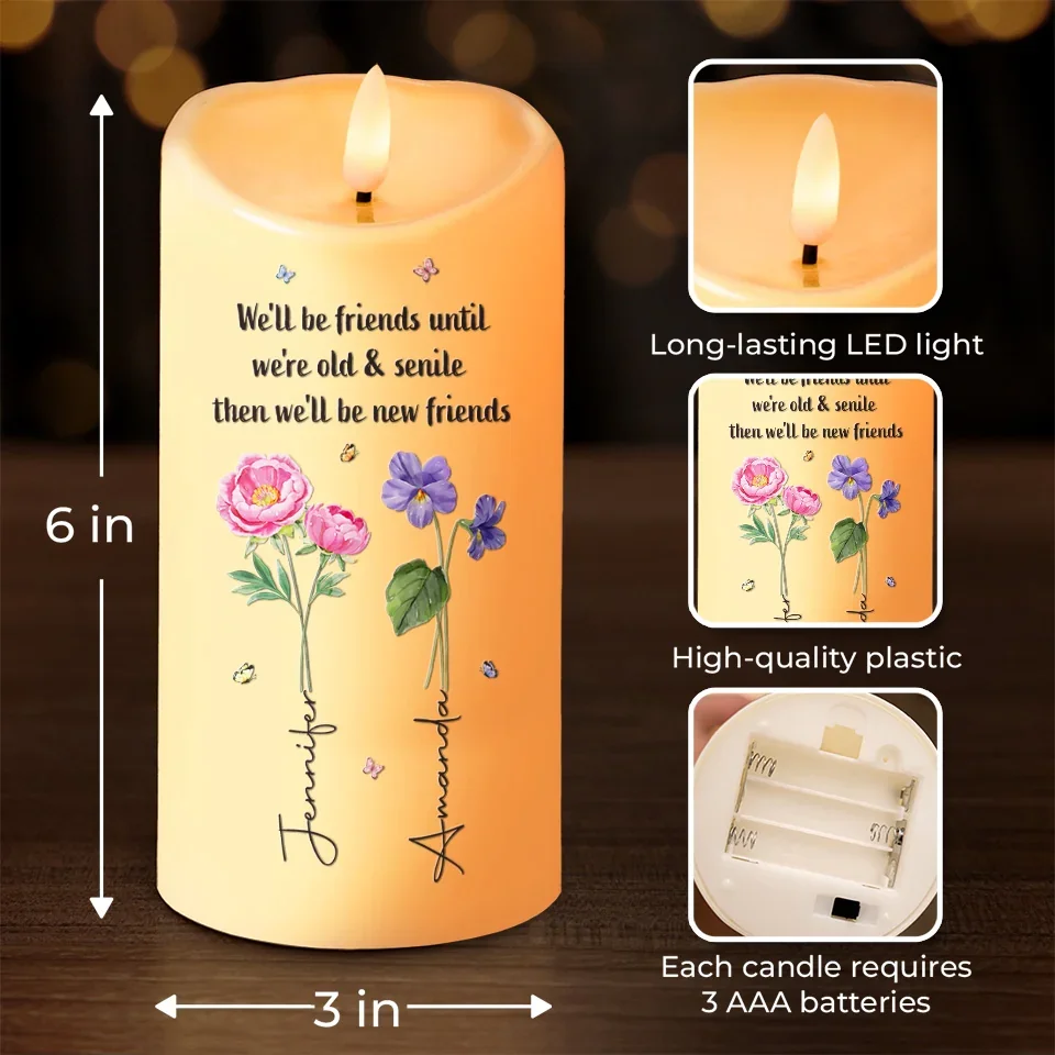 Bloom Where We Grow, Bestie - Bestie Personalized Custom LED Candle - Christmas Gift For Best Friends, BFF, Sisters - Image 4