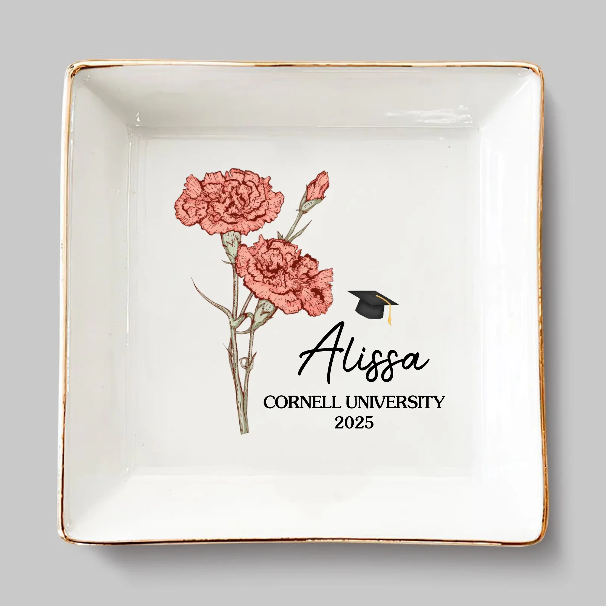Blooming Into Success - Family Personalized Custom Jewelry Dish - Graduation Gift For Family Members, Siblings, Brothers, Sisters - Image 2