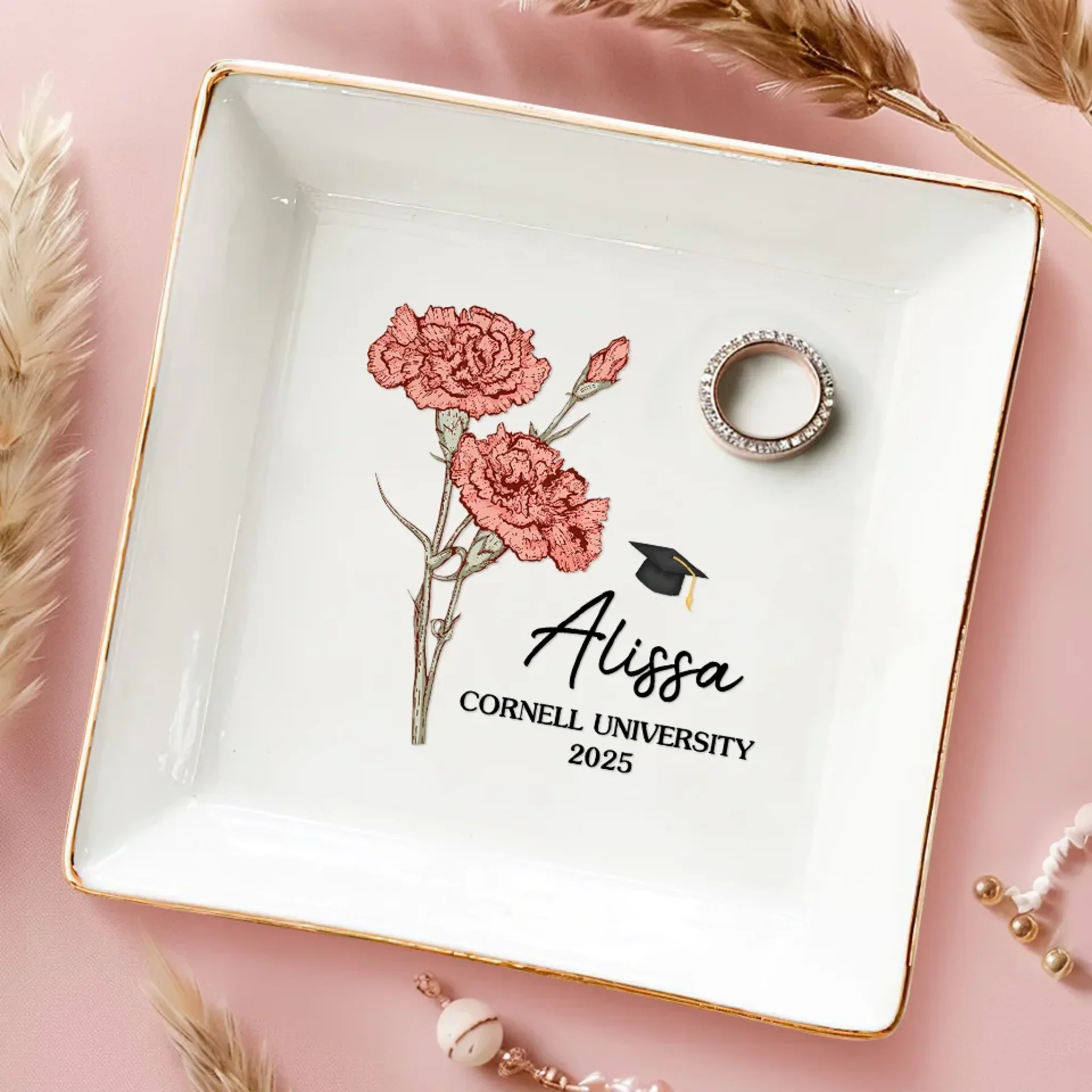 Blooming Into Success - Family Personalized Custom Jewelry Dish - Graduation Gift For Family Members, Siblings, Brothers, Sisters - Image 3
