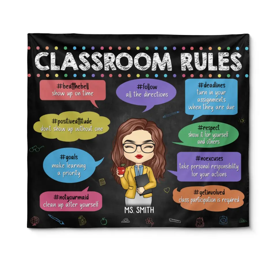 Books, Pencils, And Lots Of Dreams - Teacher Personalized Custom Tapestry - Gift For Teacher - Image 2