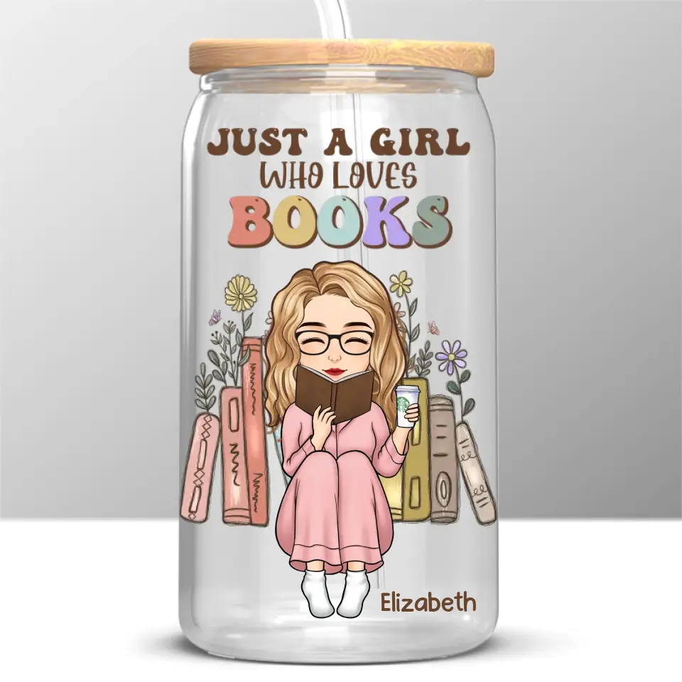 Bookworm's Delight - Personalized Custom Glass Cup, Iced Coffee Cup - Gift For Book Lovers - Image 2