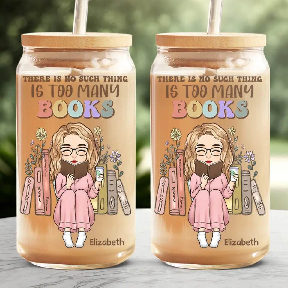 Bookworm's Delight - Personalized Custom Glass Cup, Iced Coffee Cup - Gift For Book Lovers - Image 3