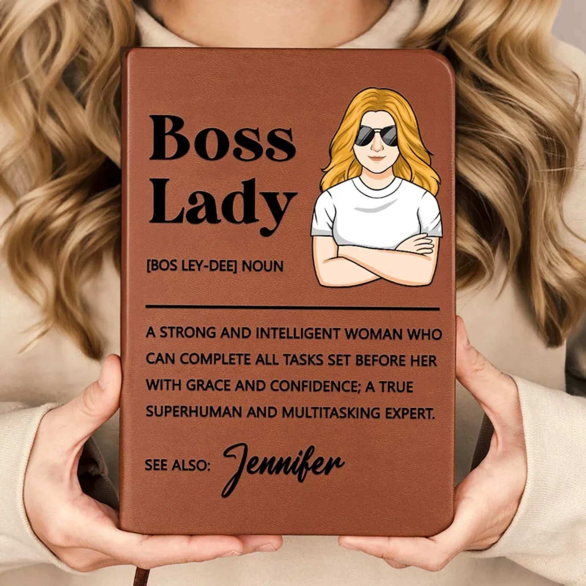 Boss Lady - Coworker Personalized Custom Leather Journal - Appreciation, Retirement Gift For Coworkers, Work Friends, Colleagues - Image 5