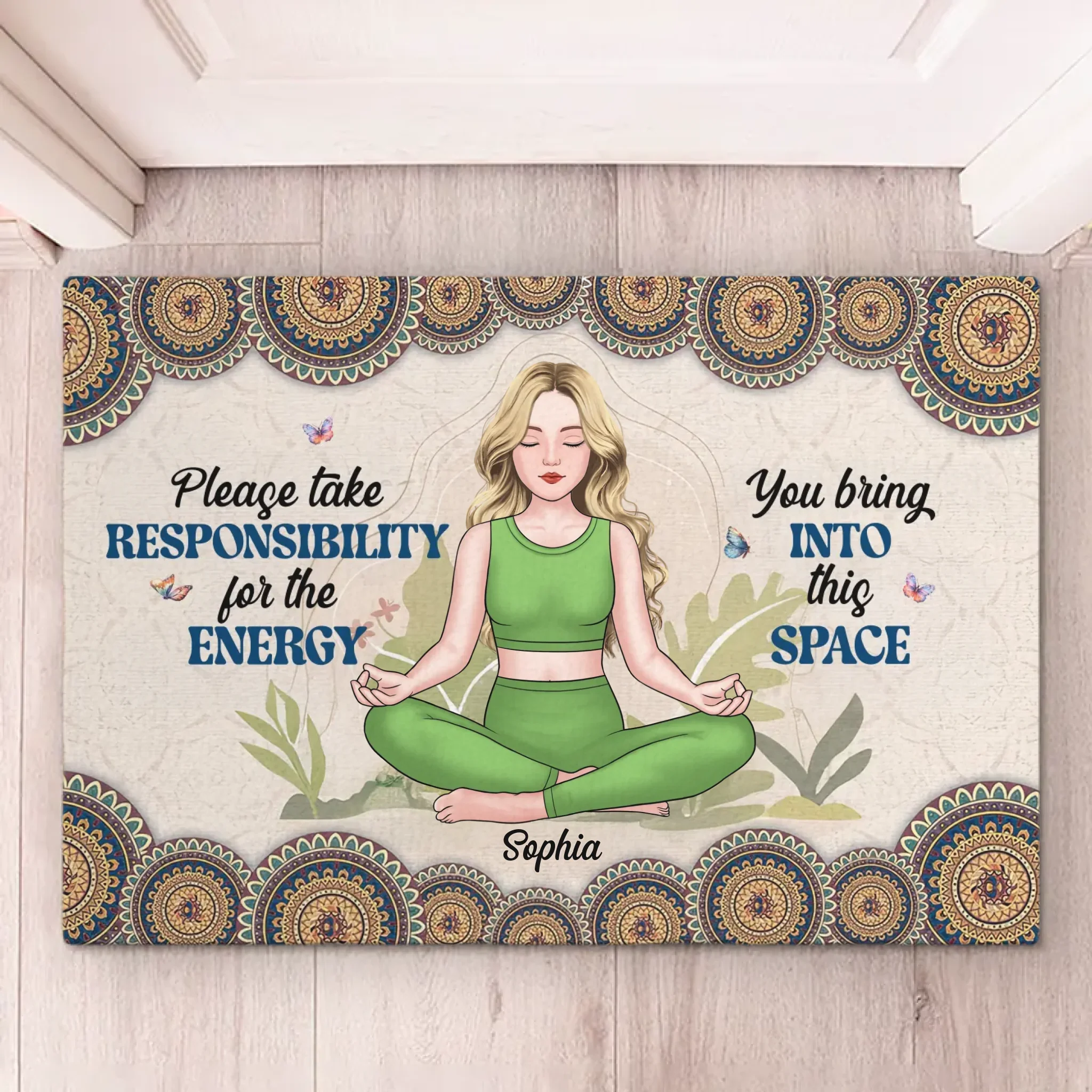 Breathe Deeply, Live Fully - Yoga Personalized Custom Home Decor Decorative Mat - House Warming Gift For Yoga Lovers - Image 2