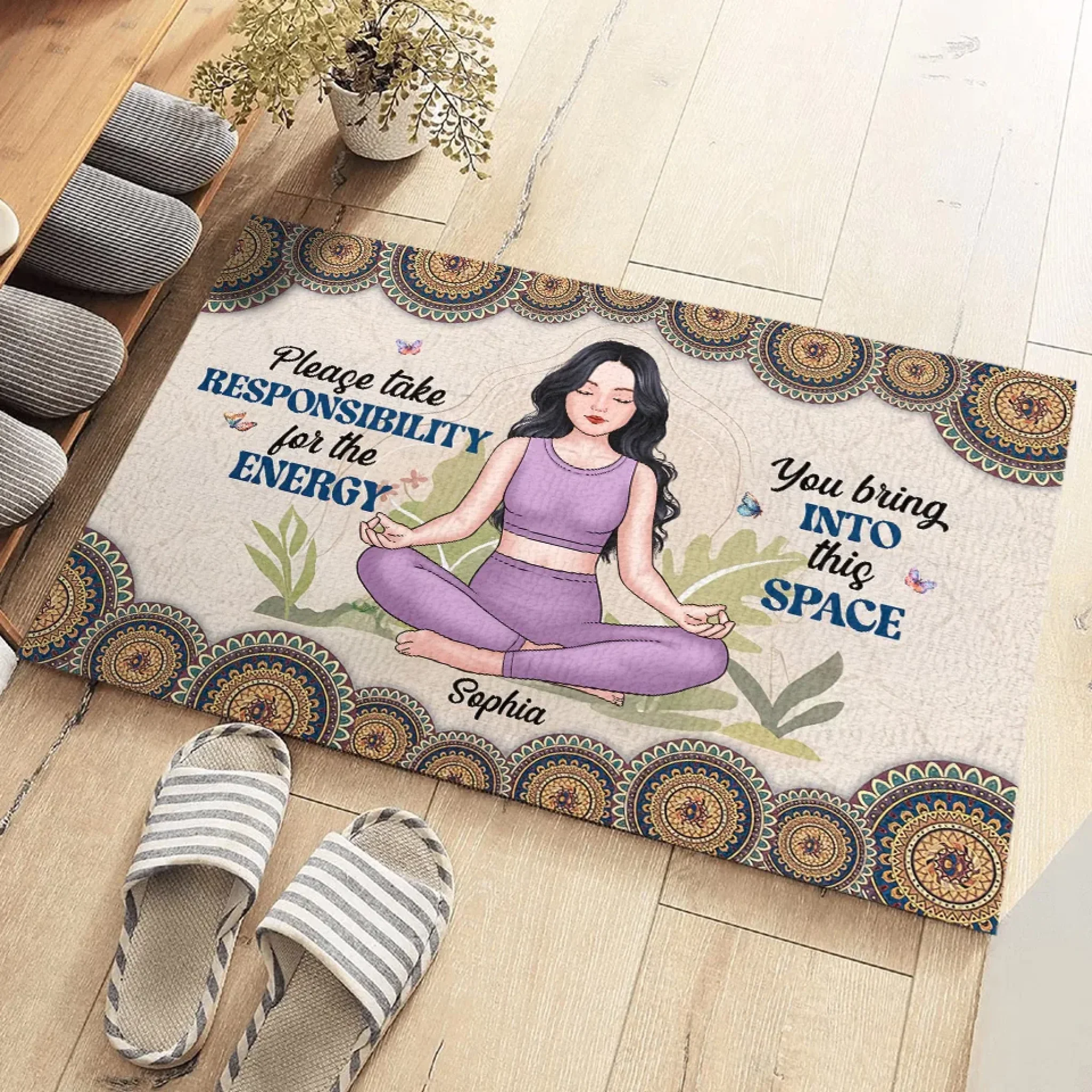 Breathe Deeply, Live Fully - Yoga Personalized Custom Home Decor Decorative Mat - House Warming Gift For Yoga Lovers - Image 3