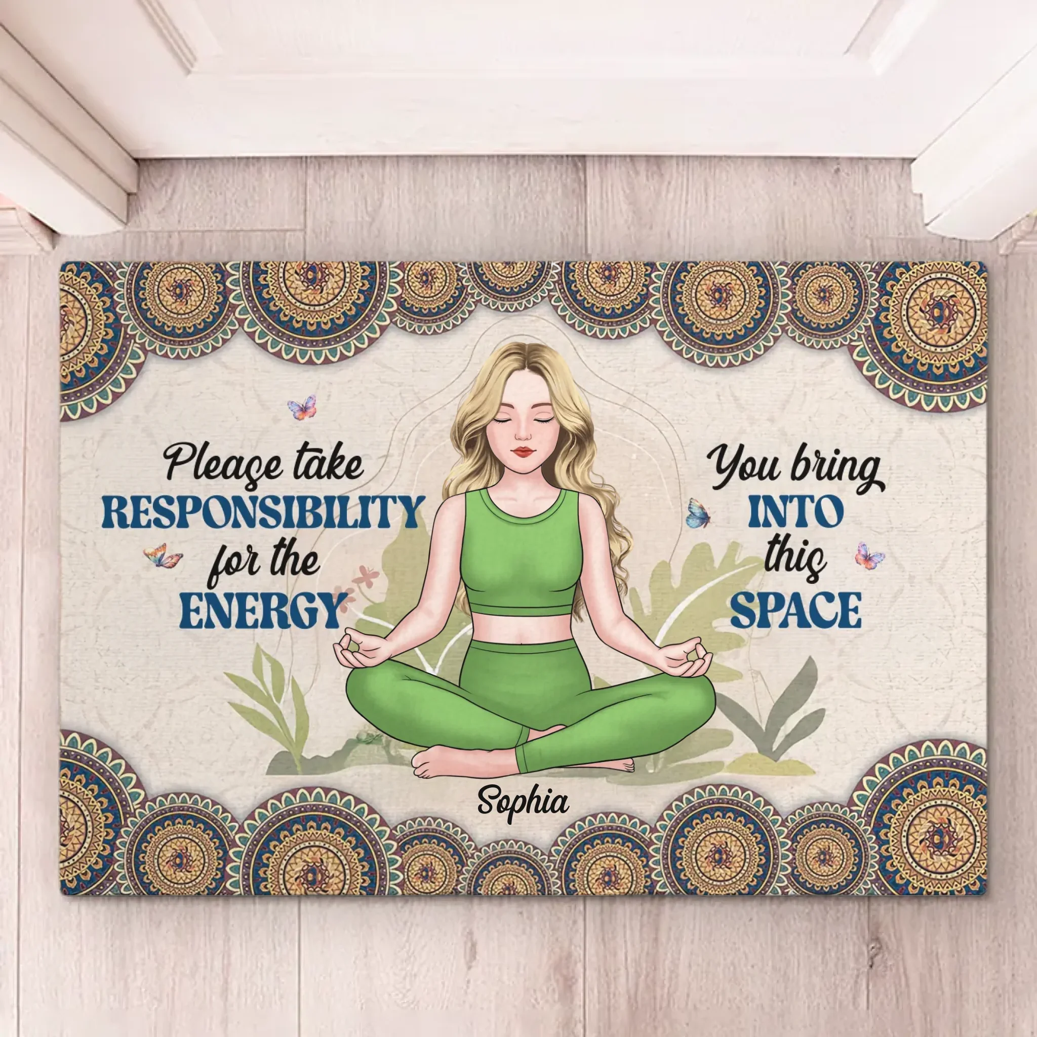 Breathe Deeply, Live Fully - Yoga Personalized Custom Home Decor Decorative Mat - House Warming Gift For Yoga Lovers - Image 5