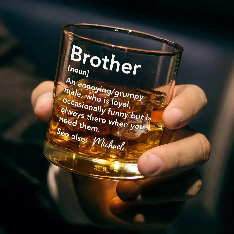Brother, A Definition That Can’t Be Written - Family Personalized Custom Whiskey Glass - Gift For Family Members - Image 3