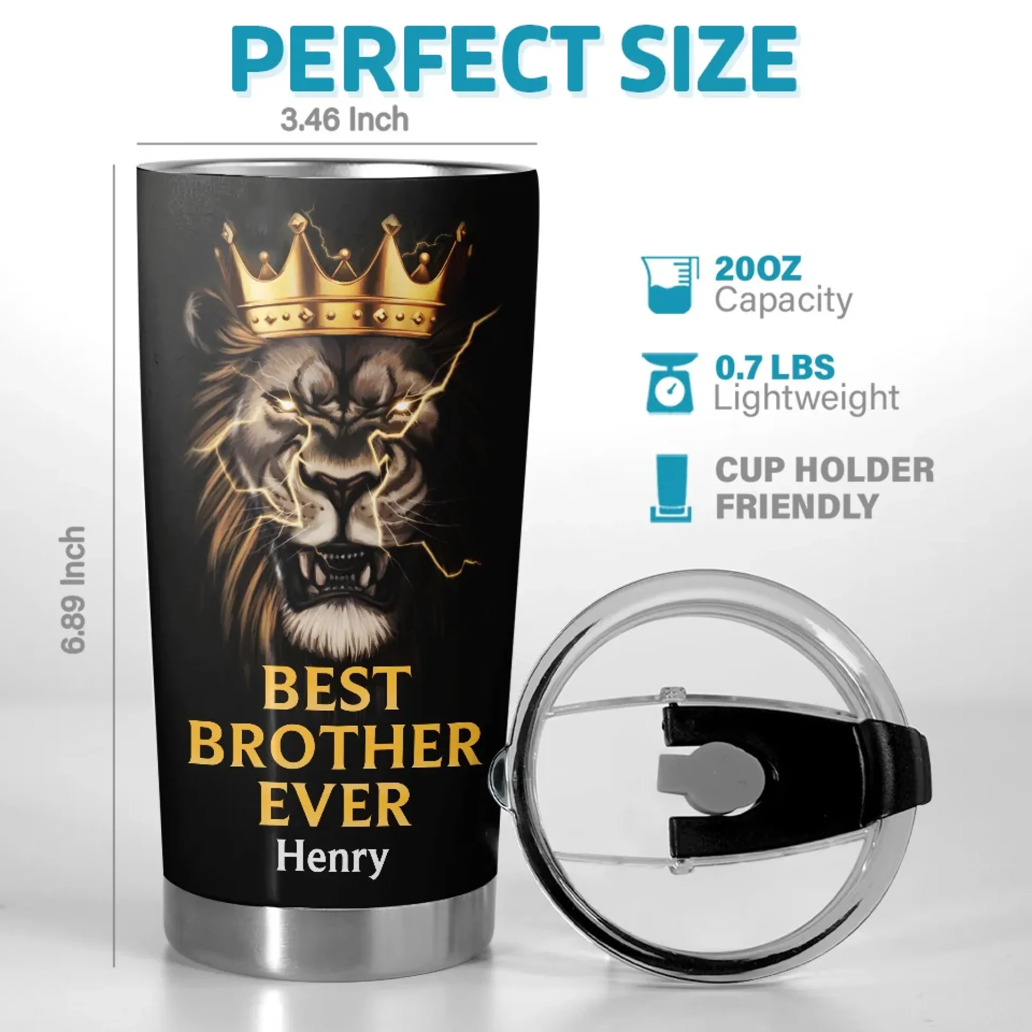 Brother, Never Forget Your Strength - Family Personalized Custom Tumbler - Gift For Family Members, Siblings, Brothers, Sisters - Image 3
