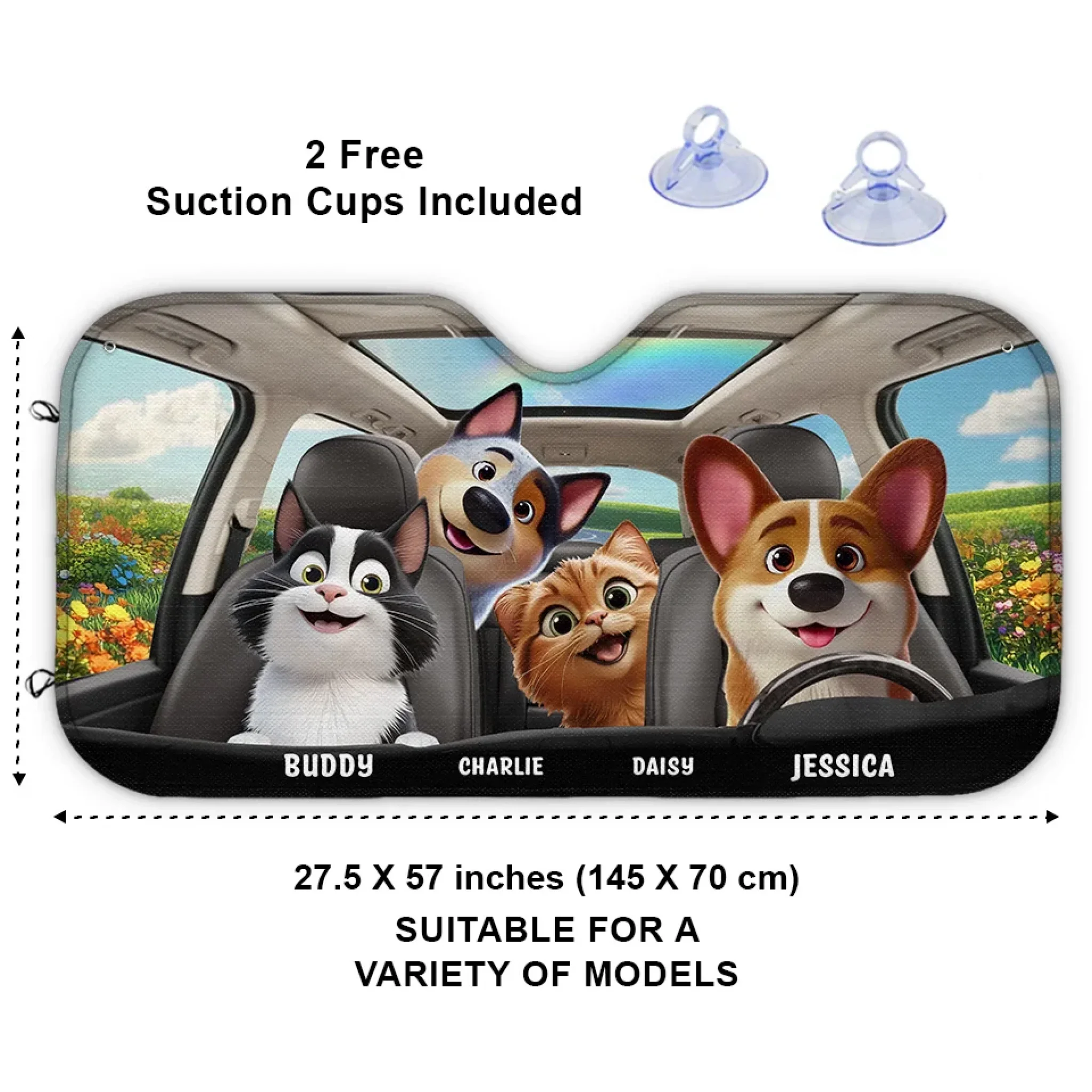 Buckle Up, It’s A Pawsome Ride - Dog & Cat Personalized Custom Auto Windshield Sunshade, Car Window Protector - Gift For Pet Owners, Pet Lovers - Image 3
