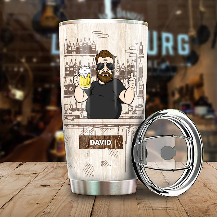 Building My Dad Bod One Beer At A Time - Gift For Dad, Grandpa - Personalized Tumbler - Image 2