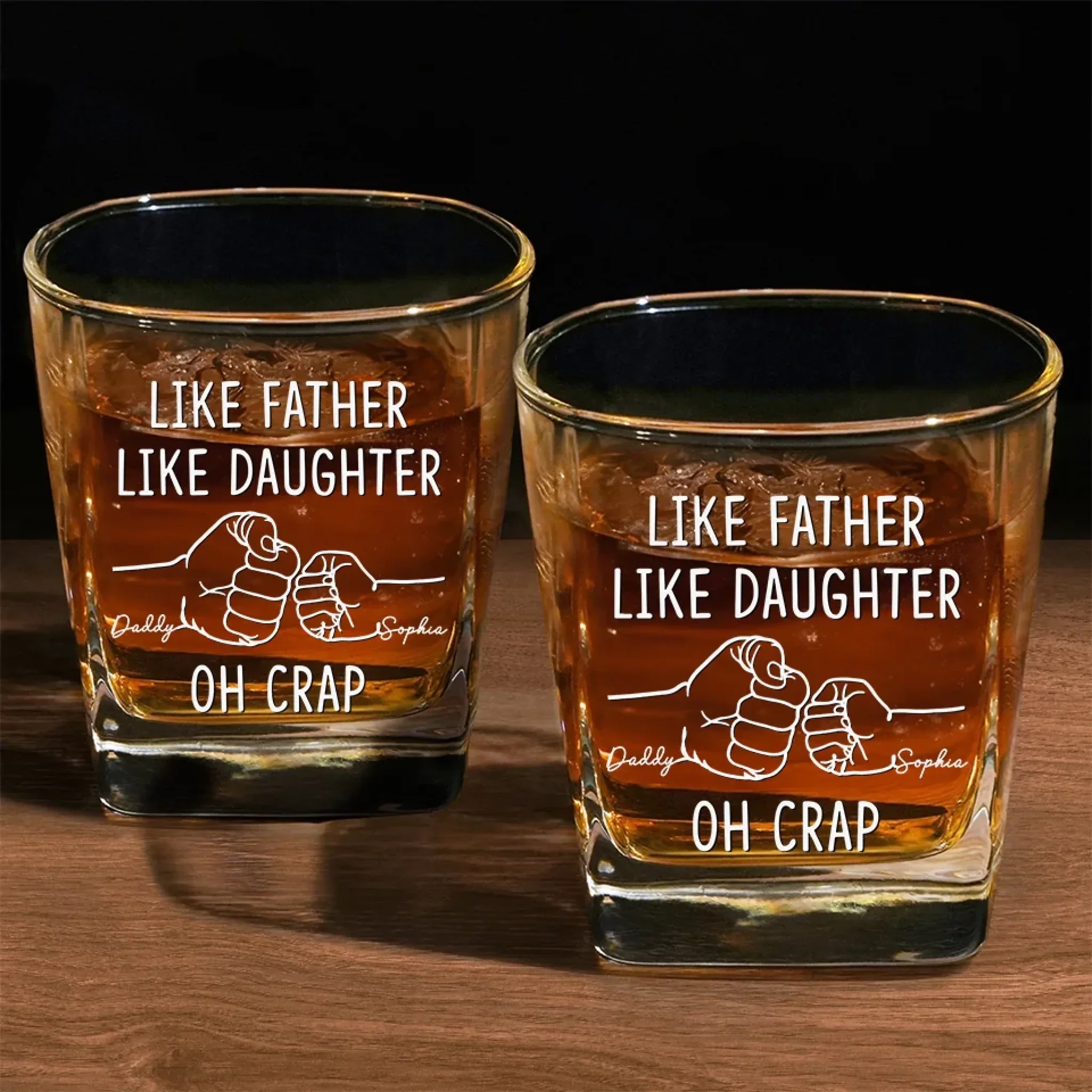 Built By My Father’s Hands - Family Personalized Custom Square Whiskey Glass - Gift For Dad - Image 4