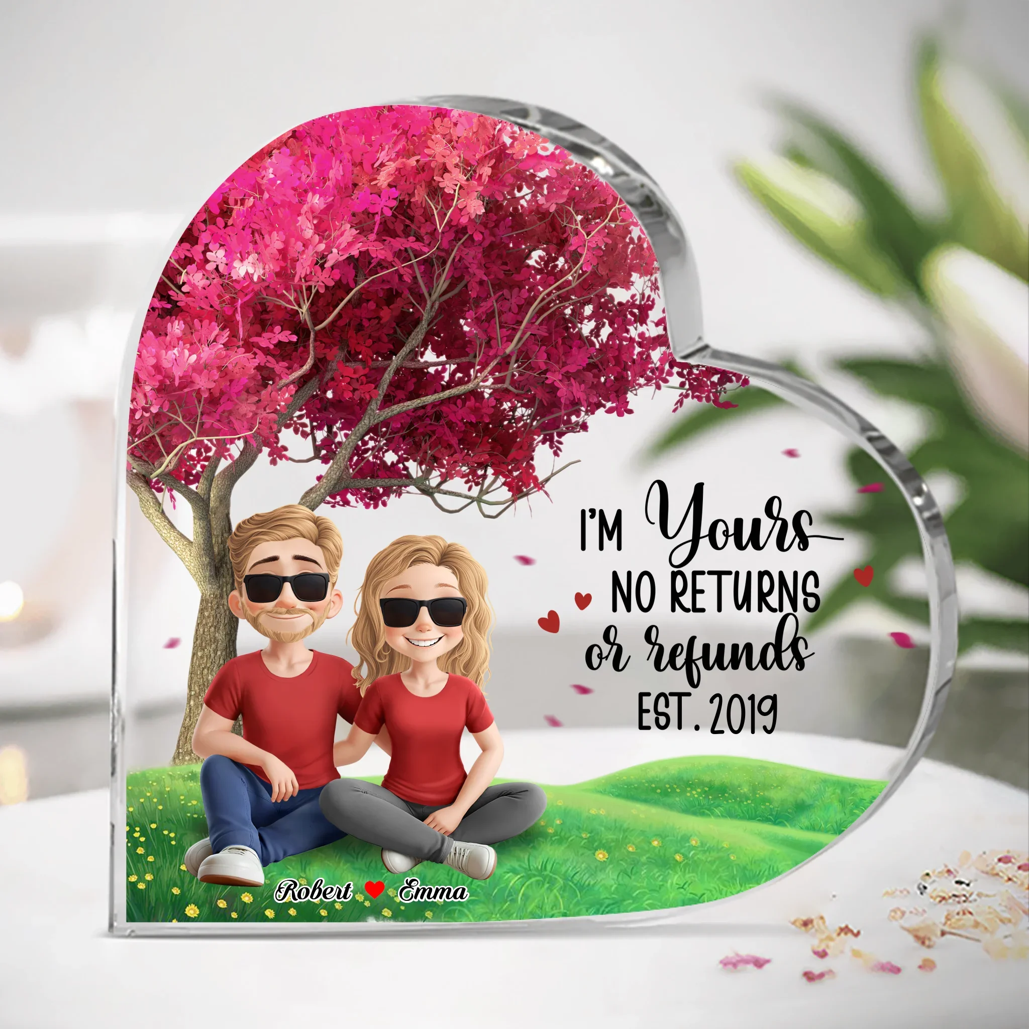 Built On Love - Couple Personalized Custom Heart Shaped Acrylic Plaque - Gift For Husband Wife, Anniversary - Image 2