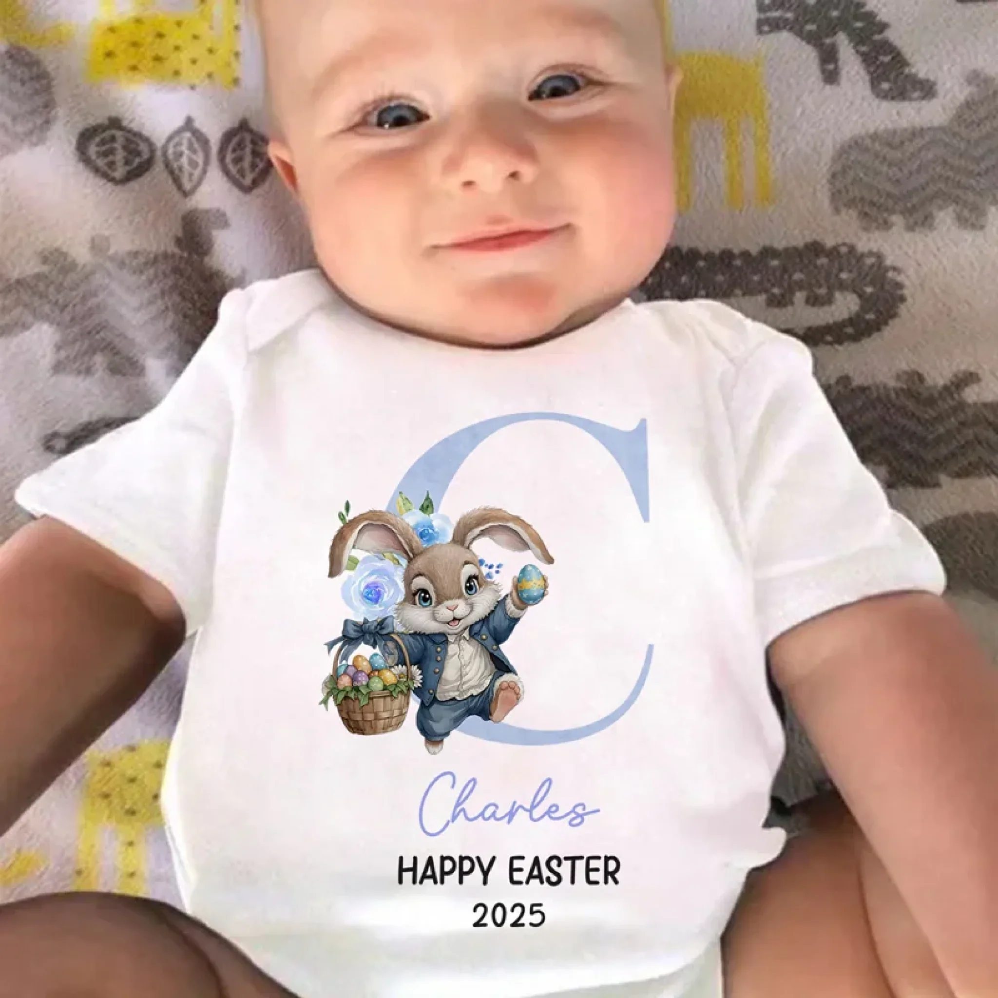 Bunny Kisses And Easter Wishes - Family Personalized Custom Baby Onesie - Easter Gift For Baby Kids, Newborn Baby - Image 4