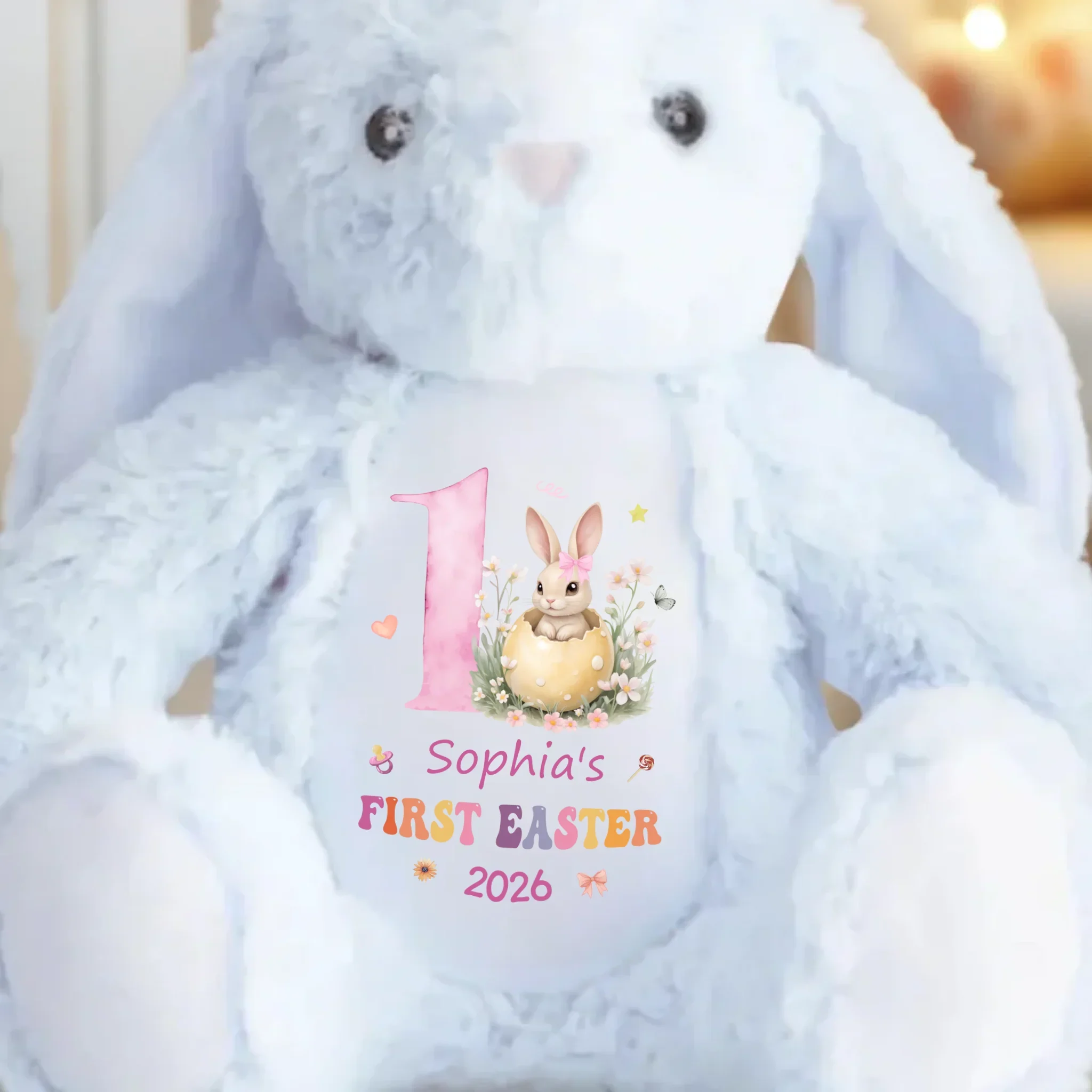 Bunny Kisses & Easter Wishes - Family Personalized Custom Easter Bunny Plush - Easter Gift For Baby Kids, Newborn Baby - Image 3