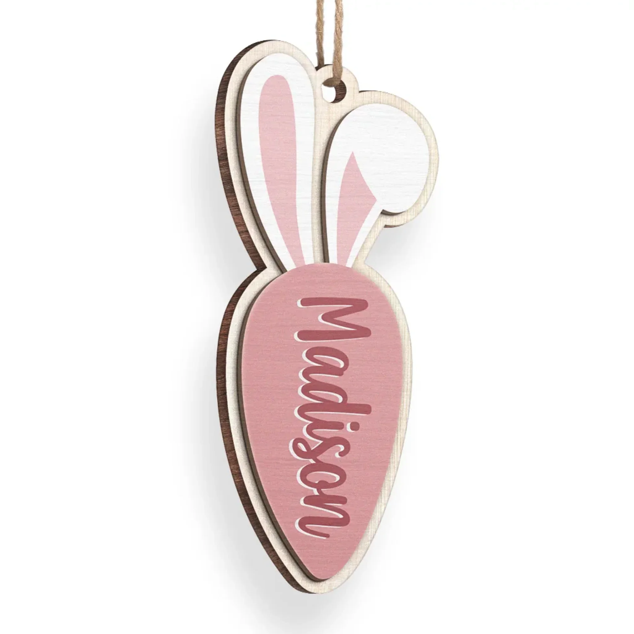 Bunny Tails And Happy Trails - Family Personalized Custom Ornament - Wood Custom Shaped - Easter Gift For Family Members - Image 3