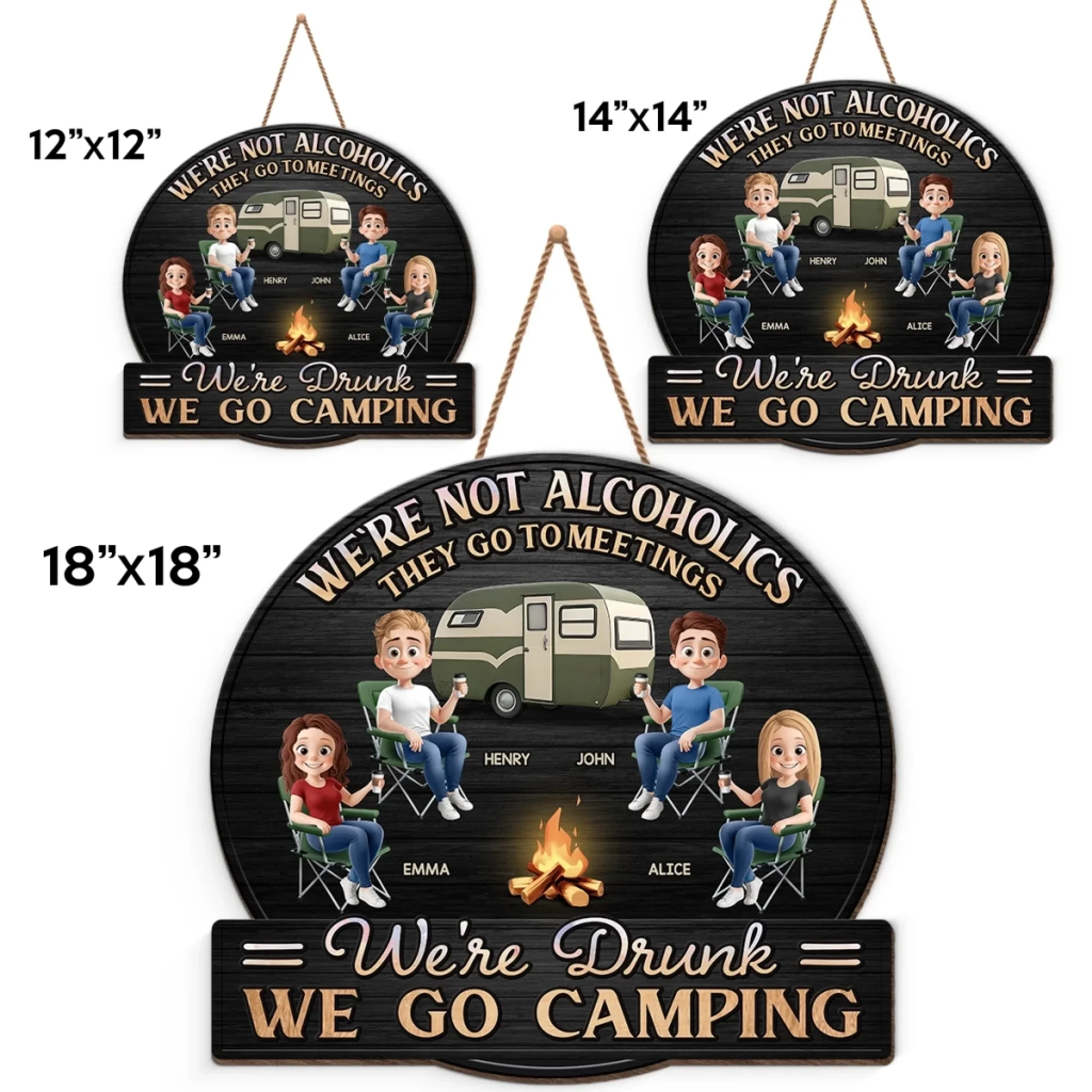 Camp, Chill, Repeat - Camping Personalized Custom Shaped Home Decor Wood Sign - House Warming Gift For Best Friends, BFF, Camping Lovers - Image 5