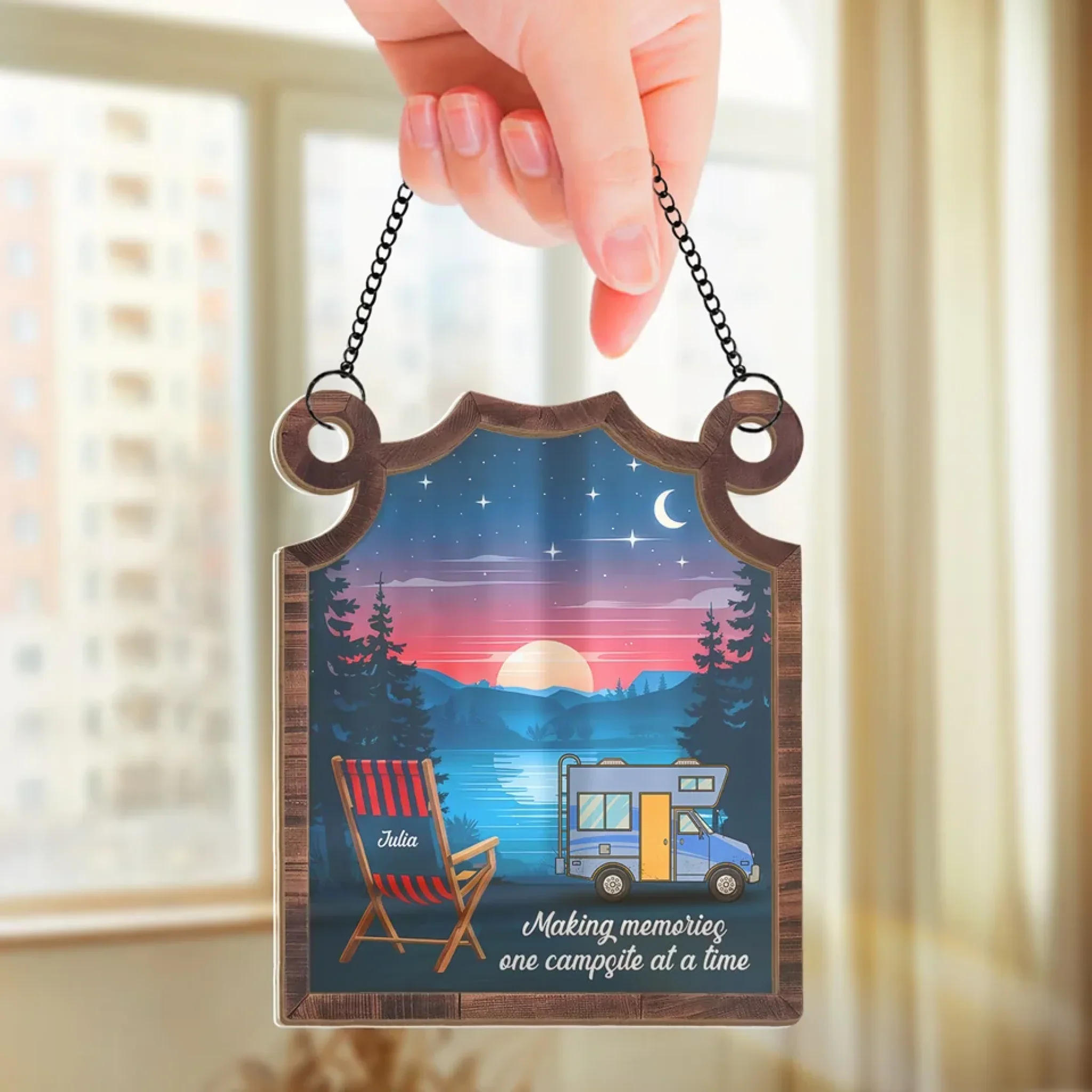 Camp More, Worry Less - Family Personalized Window Hanging Suncatcher - Gift For Yourself, Best Friends, Siblings, Family Members - Image 3