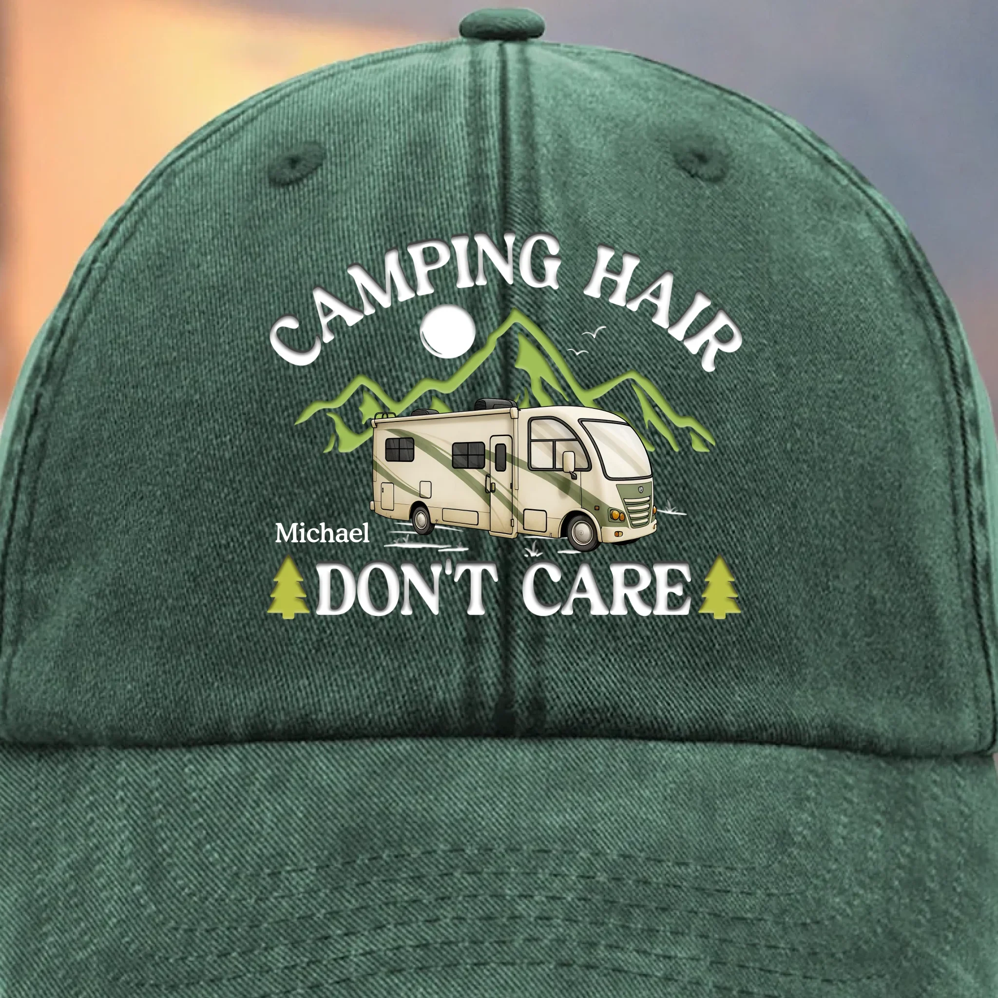 Camping Is My Therapy - Camping Personalized Custom Vintage Washed Denim Baseball Cap - Gift For Camping Lovers - Image 6