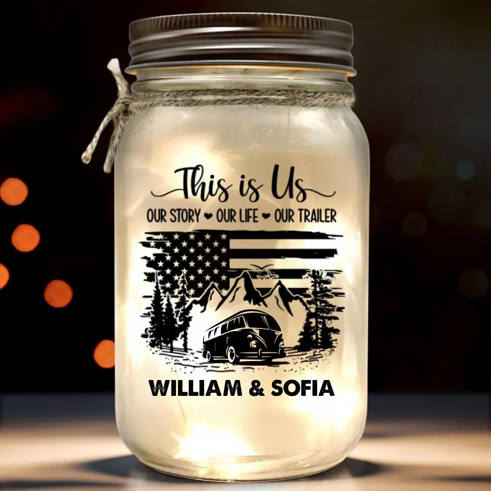 Camping Is Where The Adventure Begins - Camping Personalized Custom Mason Jar Light - Gift For Couple, Husband Wife, Camping Lovers - Image 2
