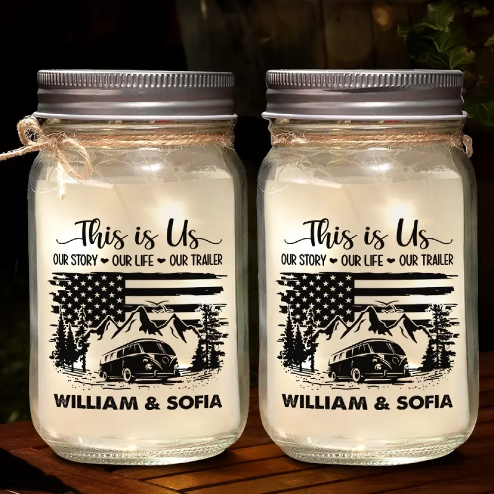 Camping Is Where The Adventure Begins - Camping Personalized Custom Mason Jar Light - Gift For Couple, Husband Wife, Camping Lovers - Image 3