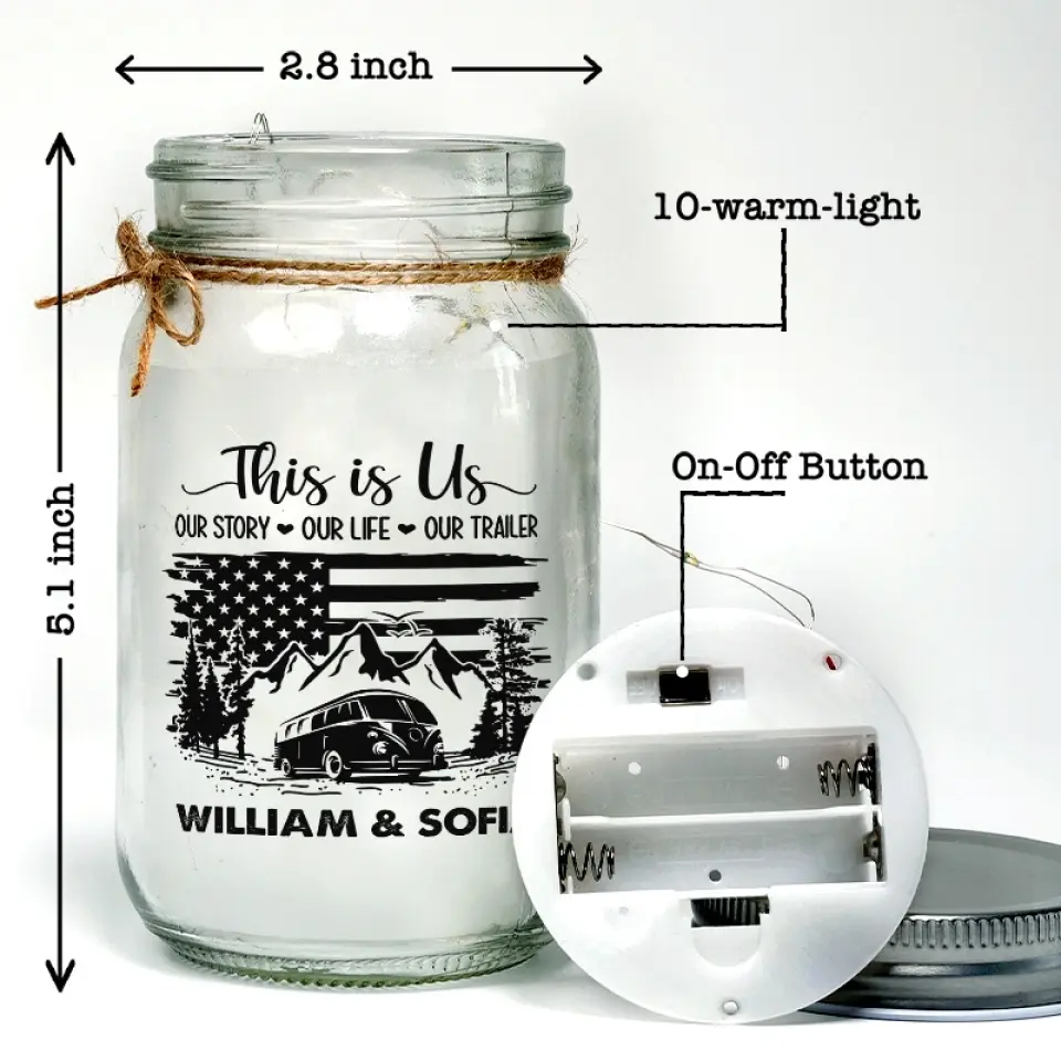 Camping Is Where The Adventure Begins - Camping Personalized Custom Mason Jar Light - Gift For Couple, Husband Wife, Camping Lovers - Image 5