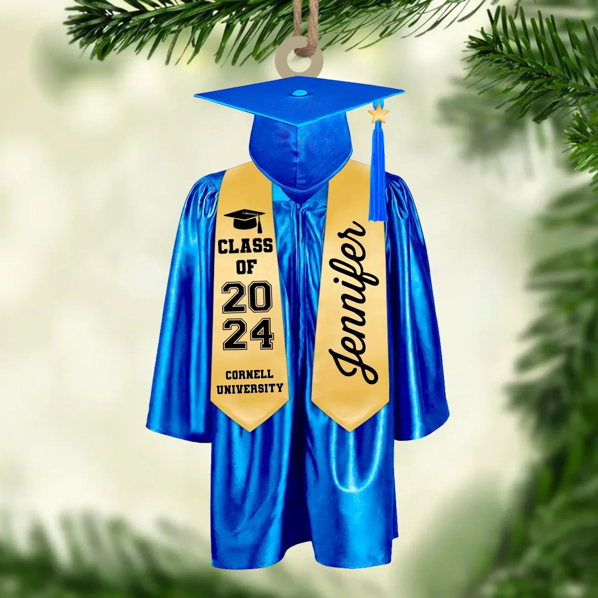 Caps Off To New Beginnings - Family Personalized Custom Ornament - Wood Custom Shaped - Christmas Gift, Graduation Gift For Family Members, Siblings, Brothers, Sisters - Image 3