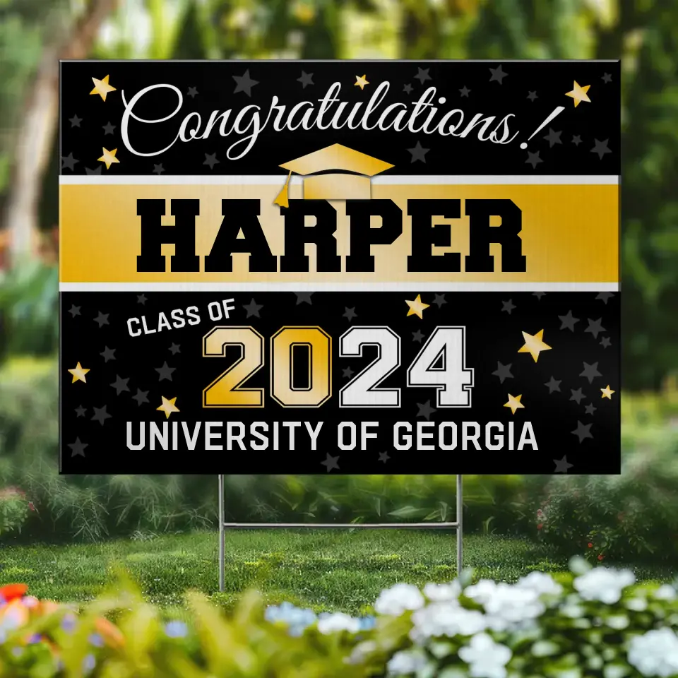 Caps Off To You, Graduate - Family Personalized Custom Yard Sign - Graduation Gift For Family Members, Siblings, Brothers, Sisters - Image 2