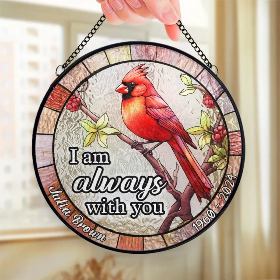 Cardinals Appear When Angels Are Near - Memorial Personalized Custom Stained Glass Window Hanging Suncatcher - Sympathy Gift For Family Members - Image 4