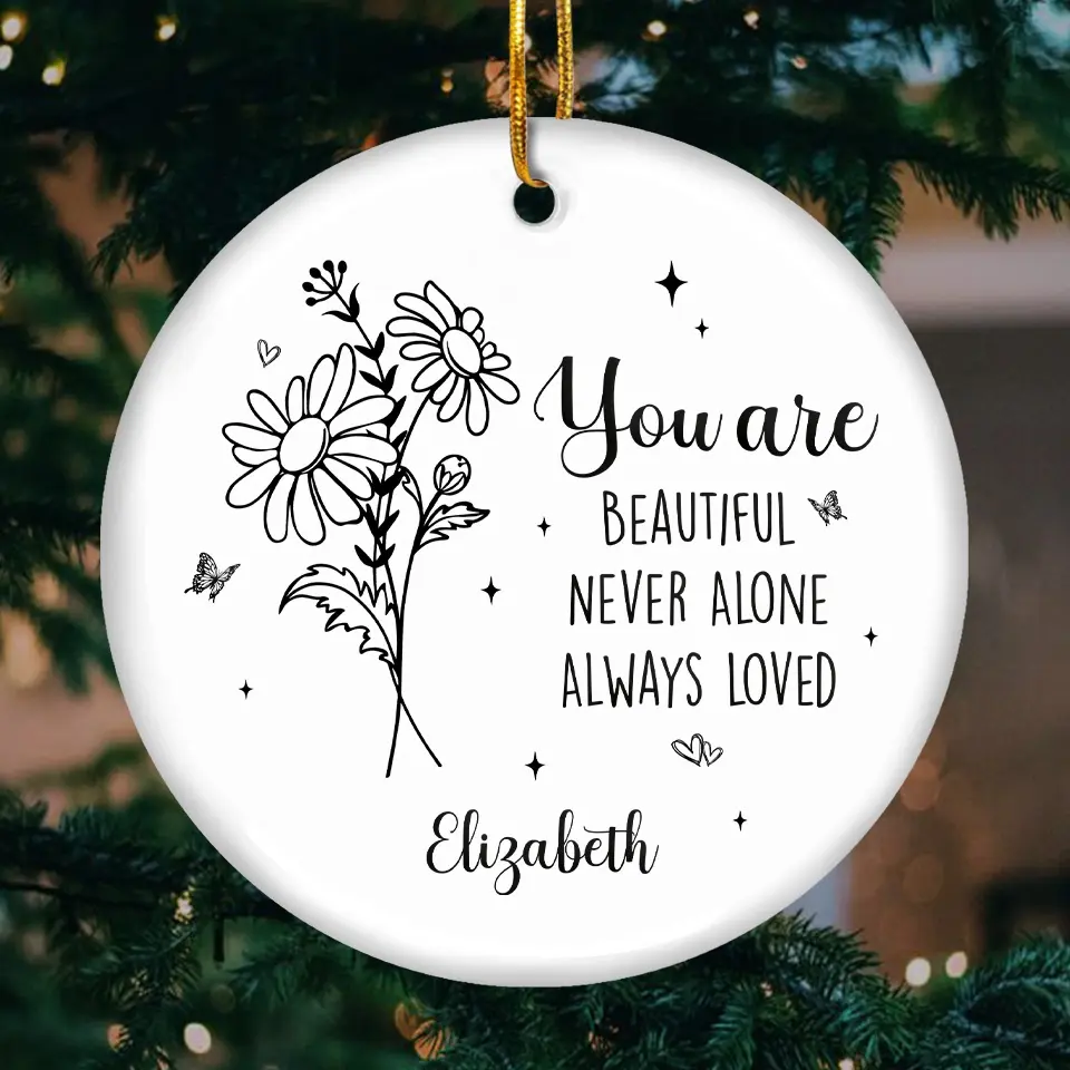 Celebrate The Beauty Of Each Unique Blossom - Bestie Personalized Custom Ornament - Ceramic Round Shaped - Christmas Gift For Best Friends, BFF, Sisters