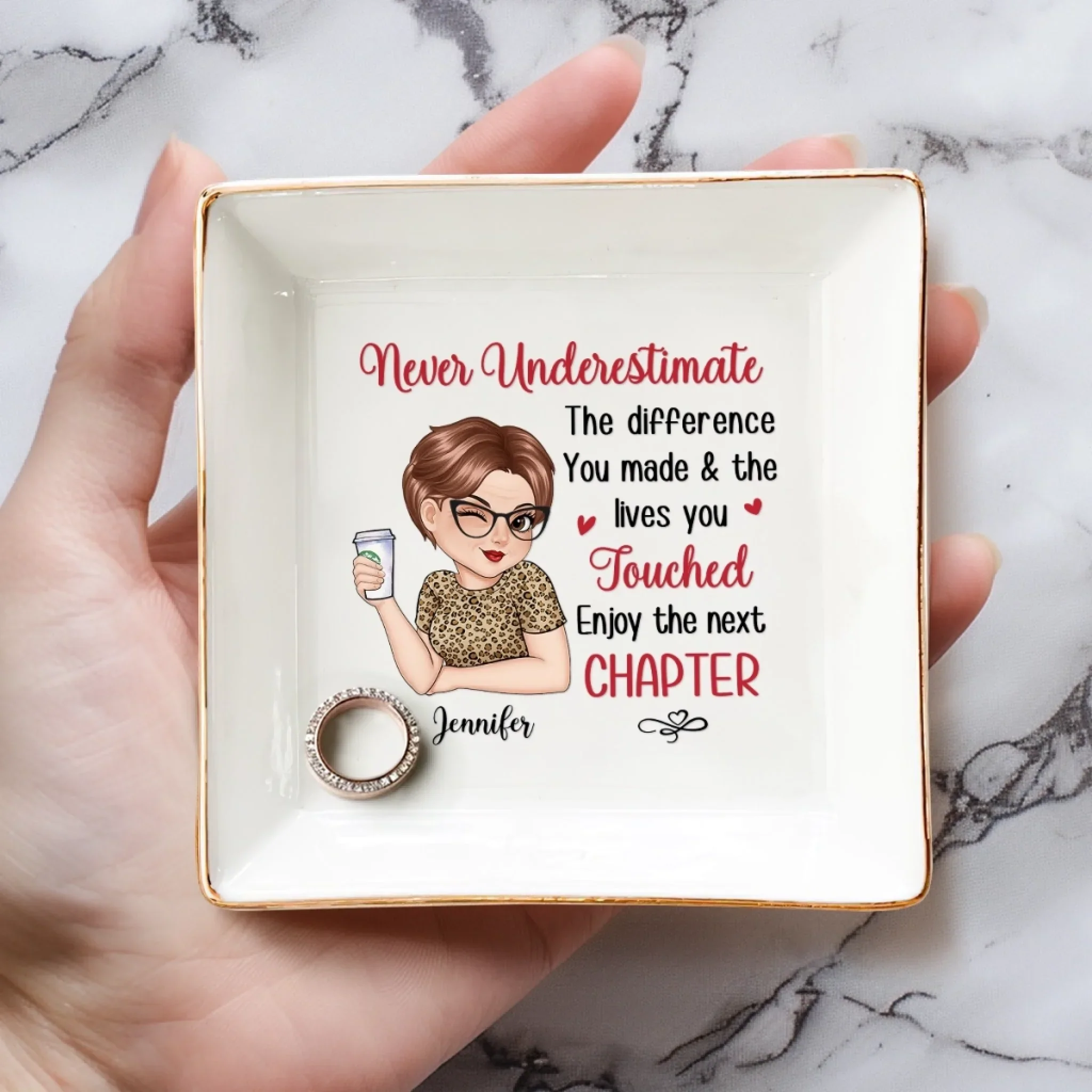 Chapter Closed, Legend Unlocked - Coworker Personalized Custom Jewelry Dish - Appreciation, Retirement Gift For Coworkers, Work Friends, Colleagues - Image 4