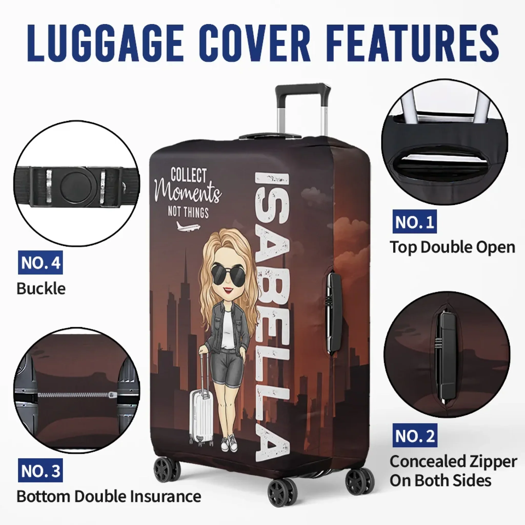 Chase What Makes Your Spirit Soar - Travel Personalized Custom Luggage Cover - Summer Vacation Gift, Gift For Adventure Travel Lovers - Image 5